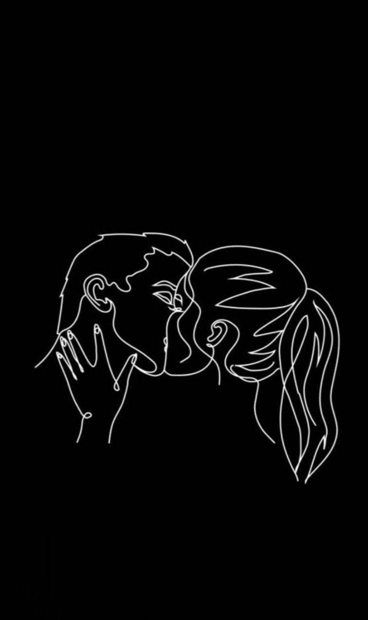 Love Black And White Couple Kissing Background