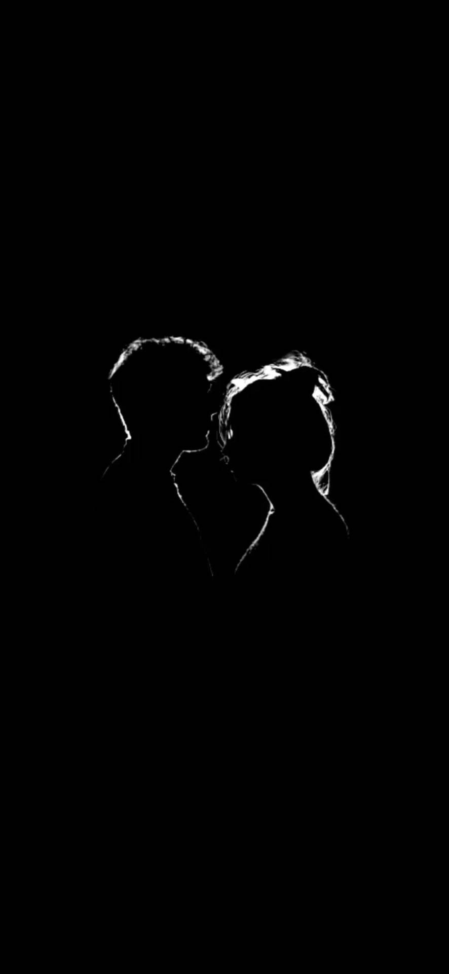 Love Black And White Couple Silhouette Background