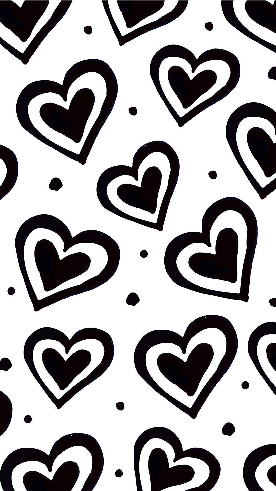 Love Black And White Double Hearts Background