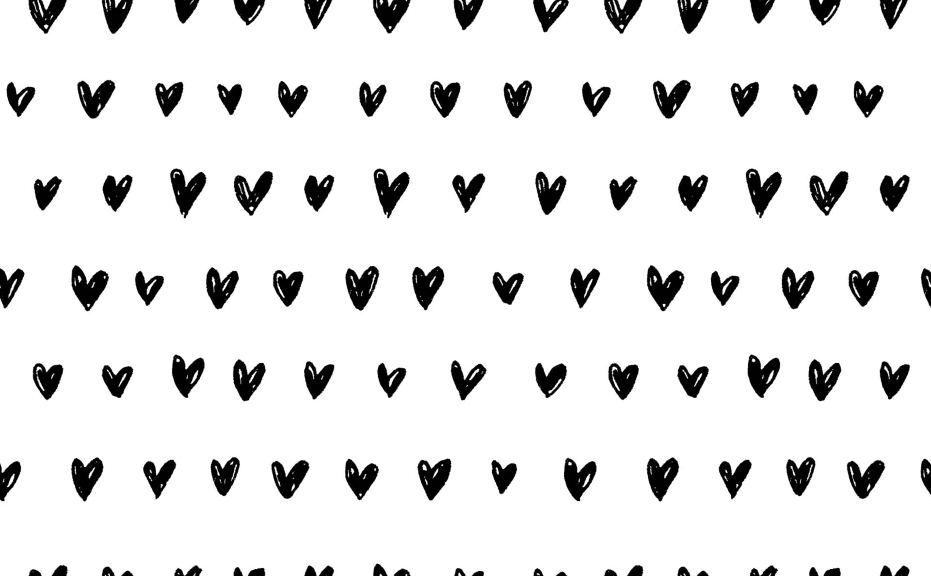 Love Black And White Heart Pen Doodles Background