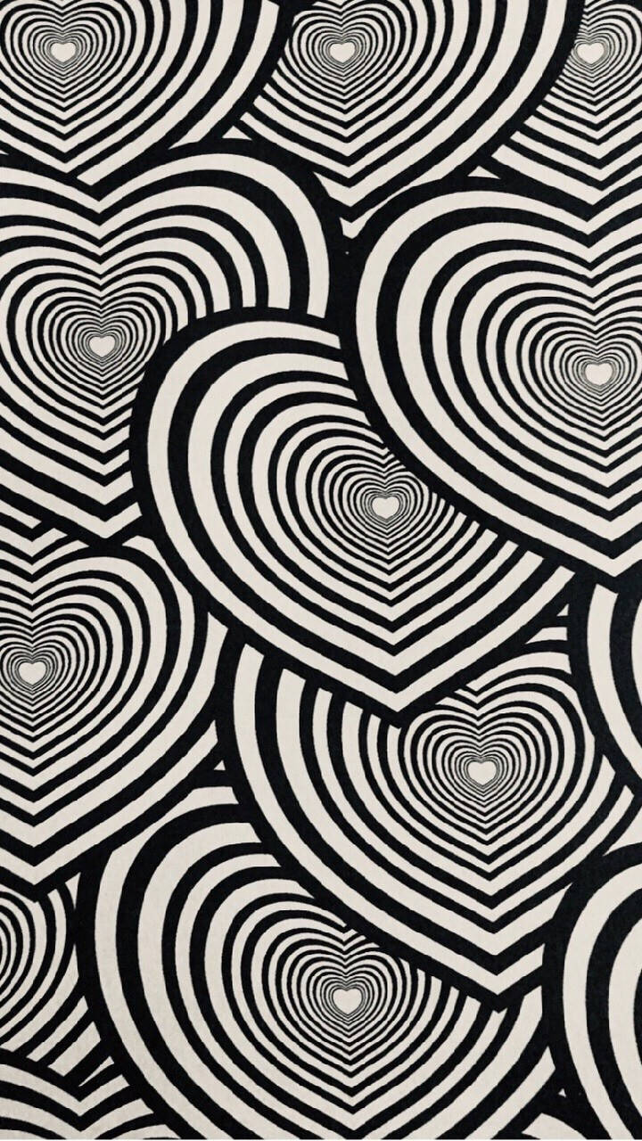 Love Black And White Heart Tunnel Pattern Background