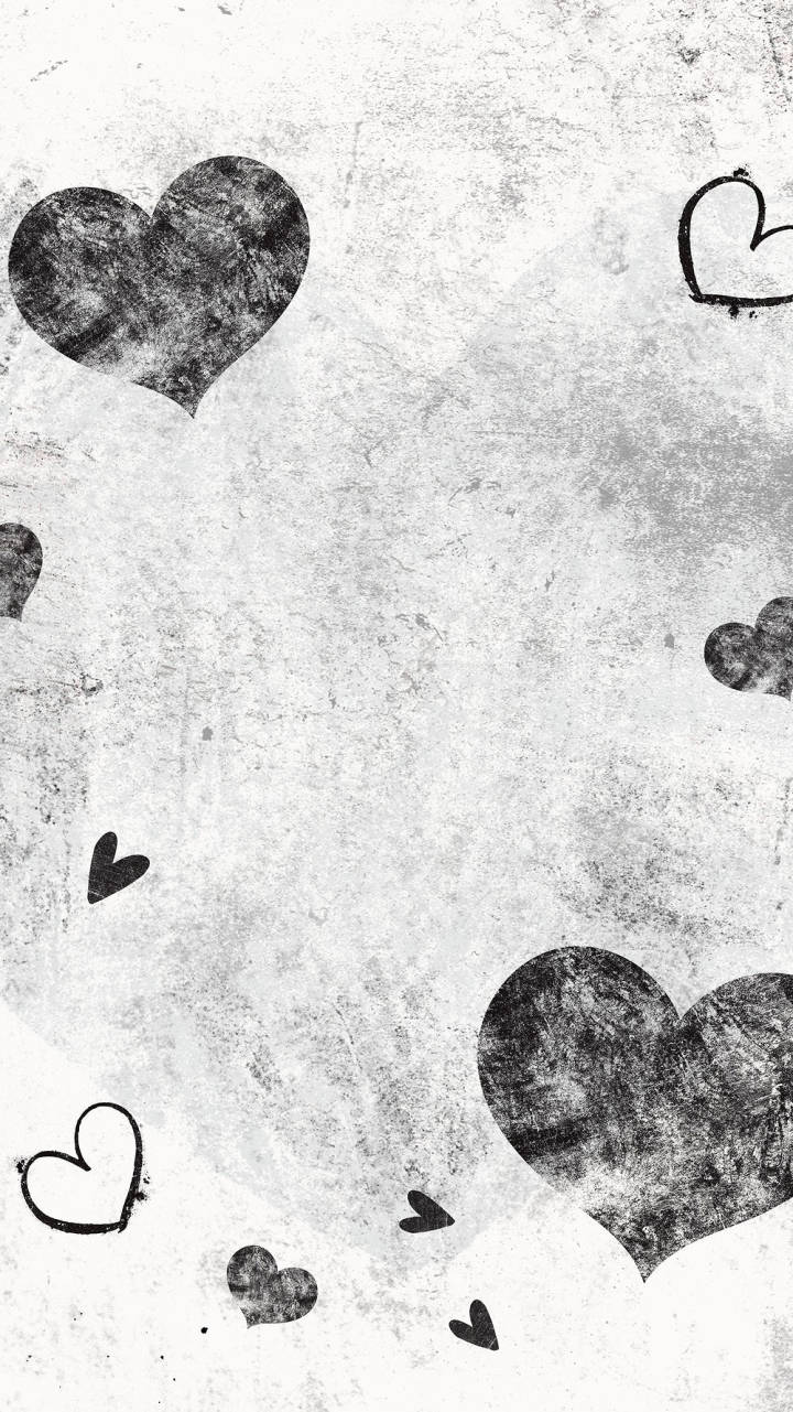 Love Black And White Hearts Textured Background