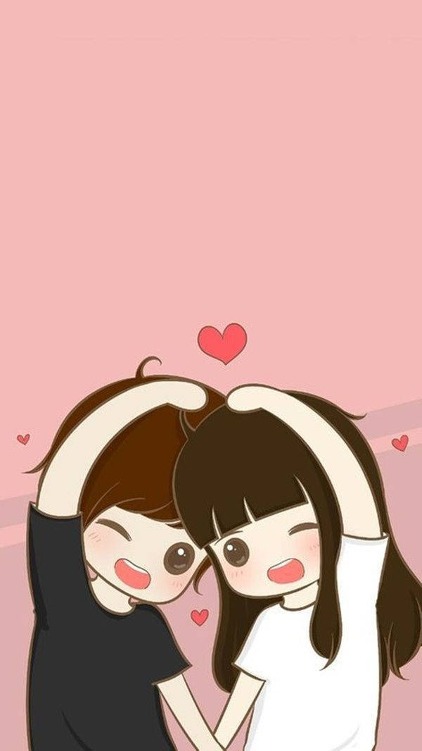 Love Cartoon Couple Heart Background