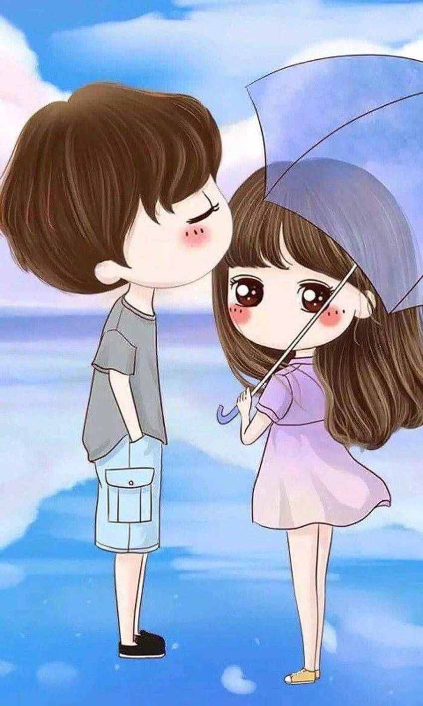 Love Cartoon Forehead Kiss Background