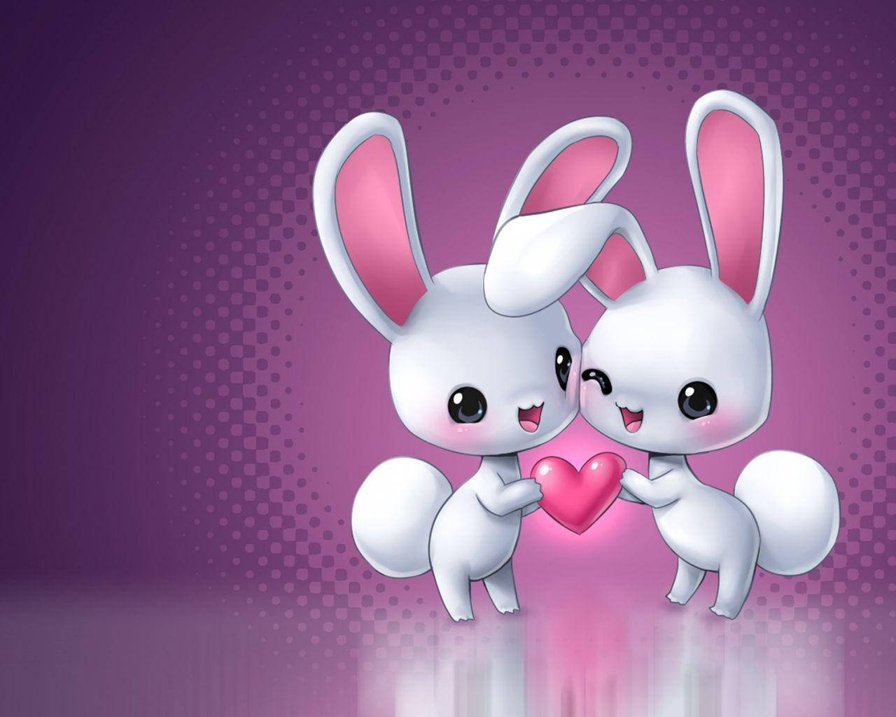 Love Cartoon Rabbits Background