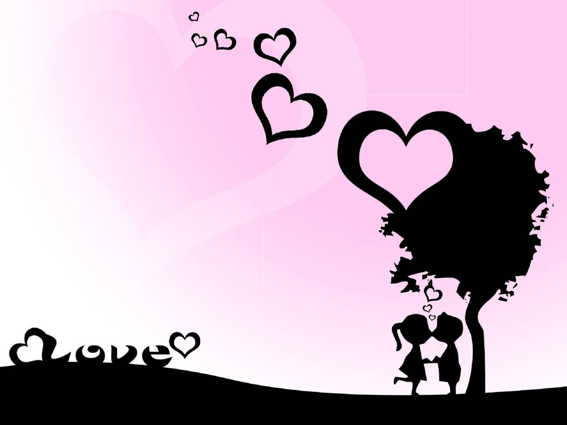 Love Cartoon Silhouette Background