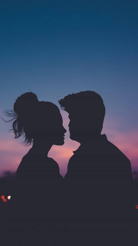 Love Cute Couple In Pink Silhouette