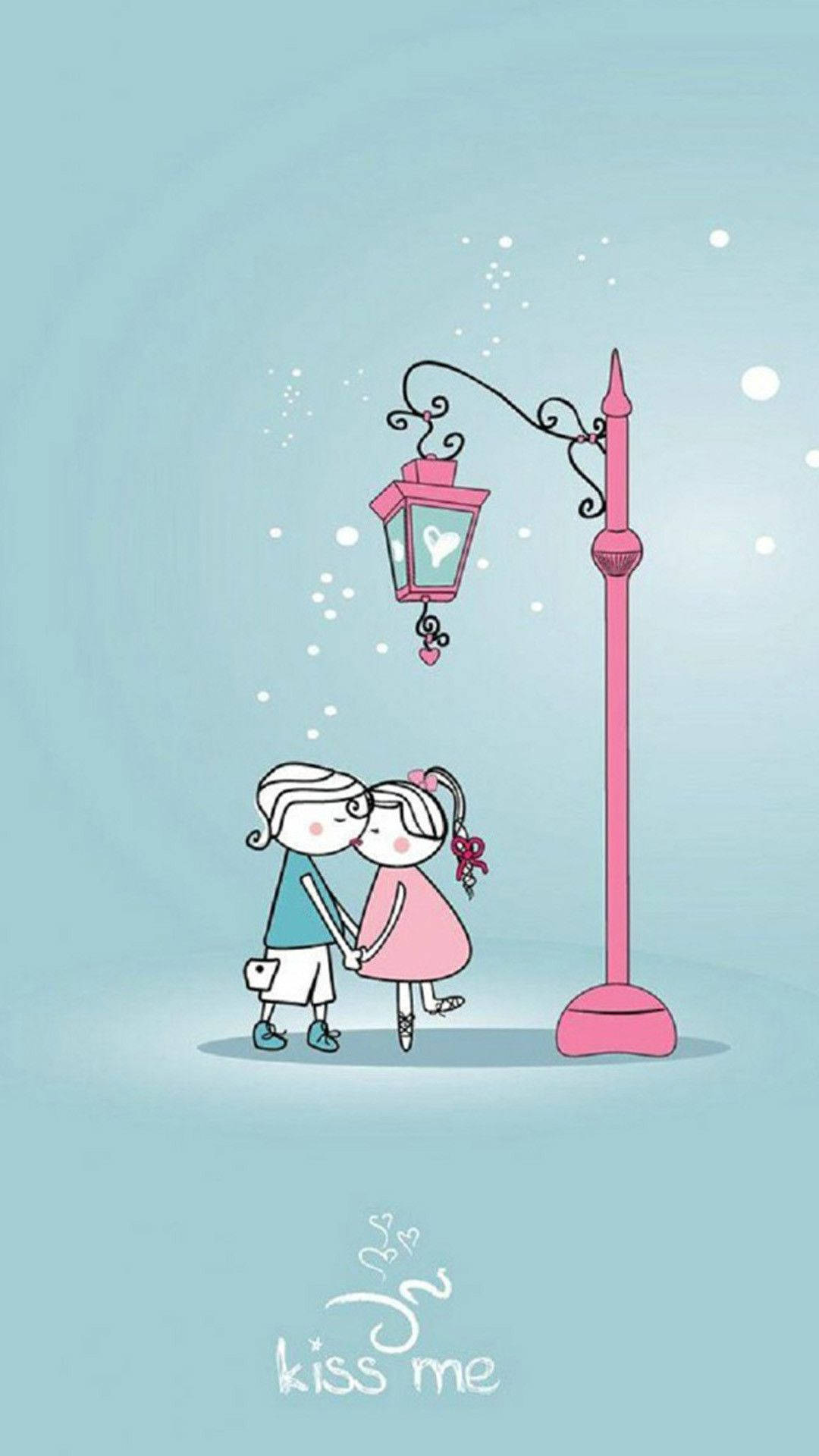 Love Cute Couple Pink Streetlight Background