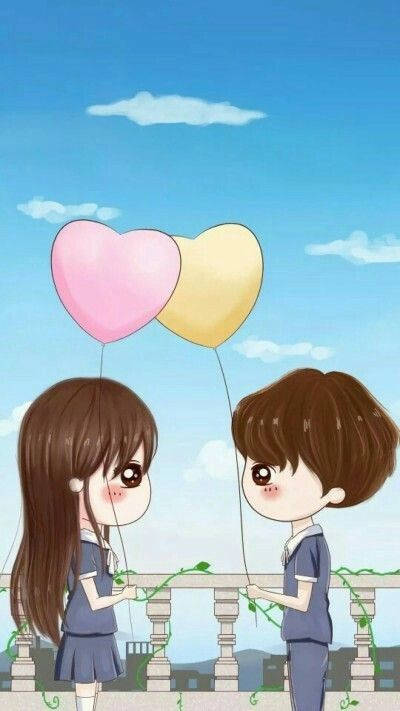 Love Cute Couple With Balloon Background
