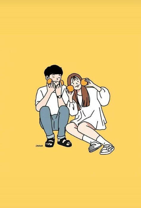 Love Cute Couple Yellow Art