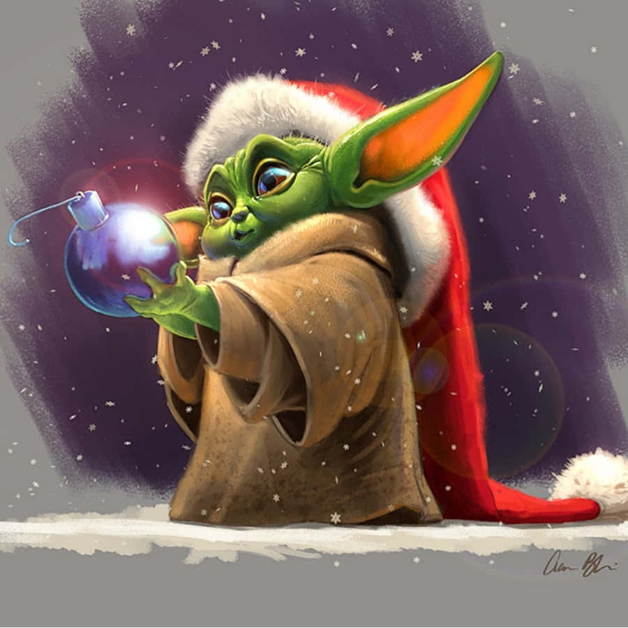 Love Has Never Been Cuter - Baby Yoda Wears A Festive Santa Hat Just In Time For Christmas Background