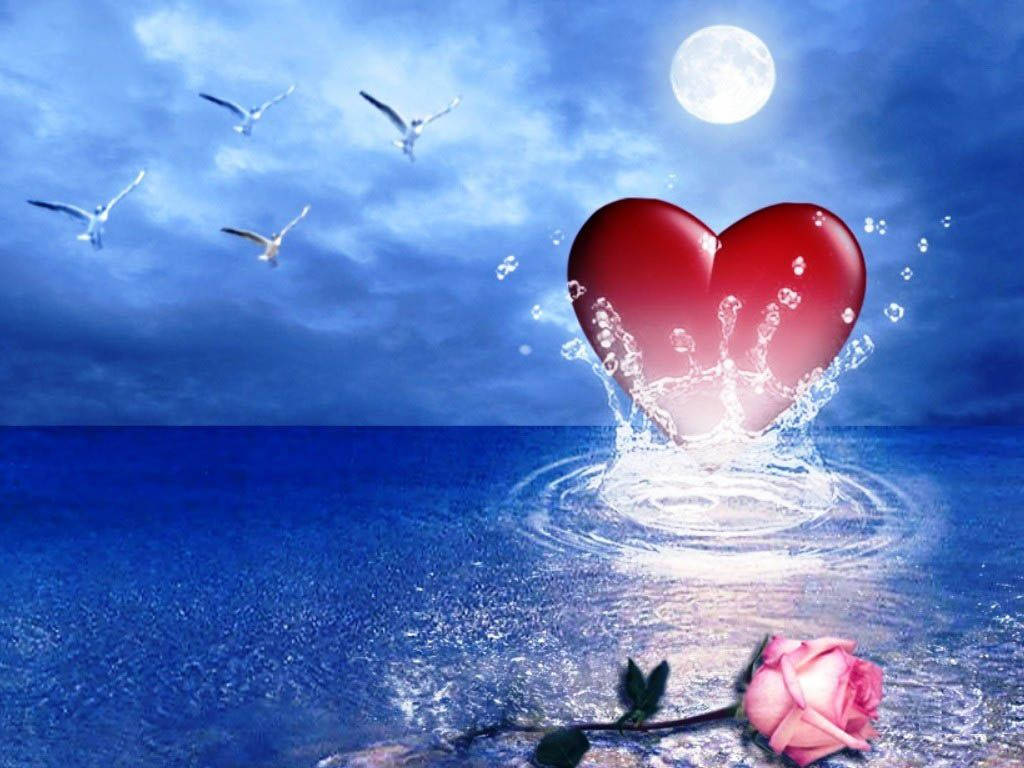 Love Heart At Azure Sea Background
