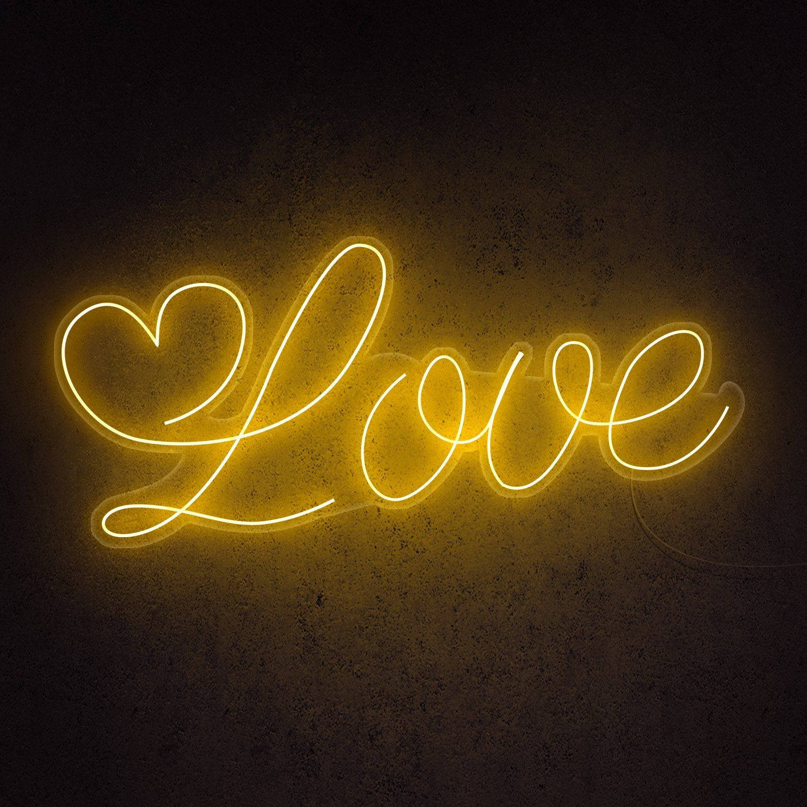 Love Heart Neon Yellow Led Background