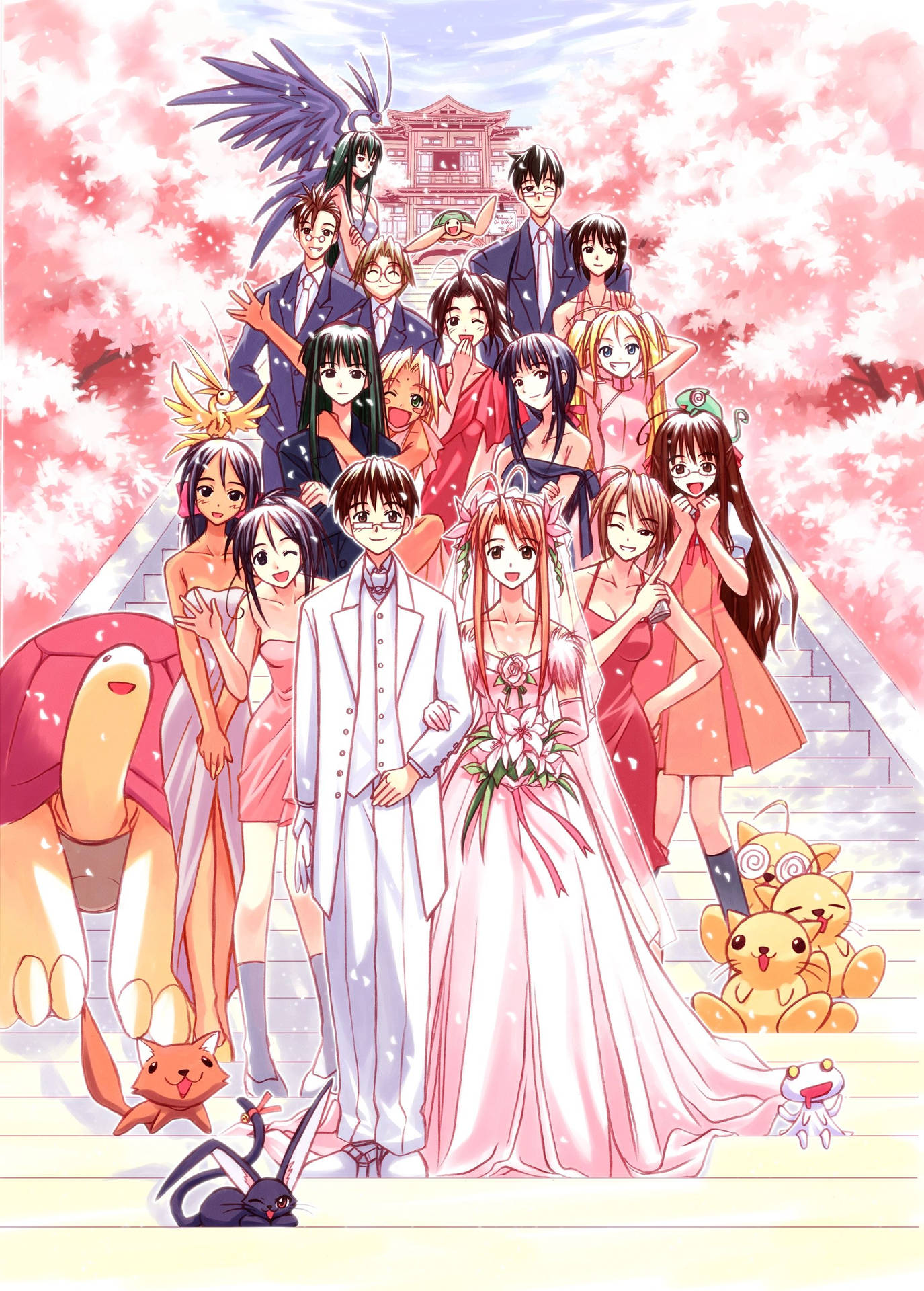 Love Hina Keitaro Naru Wedding Background