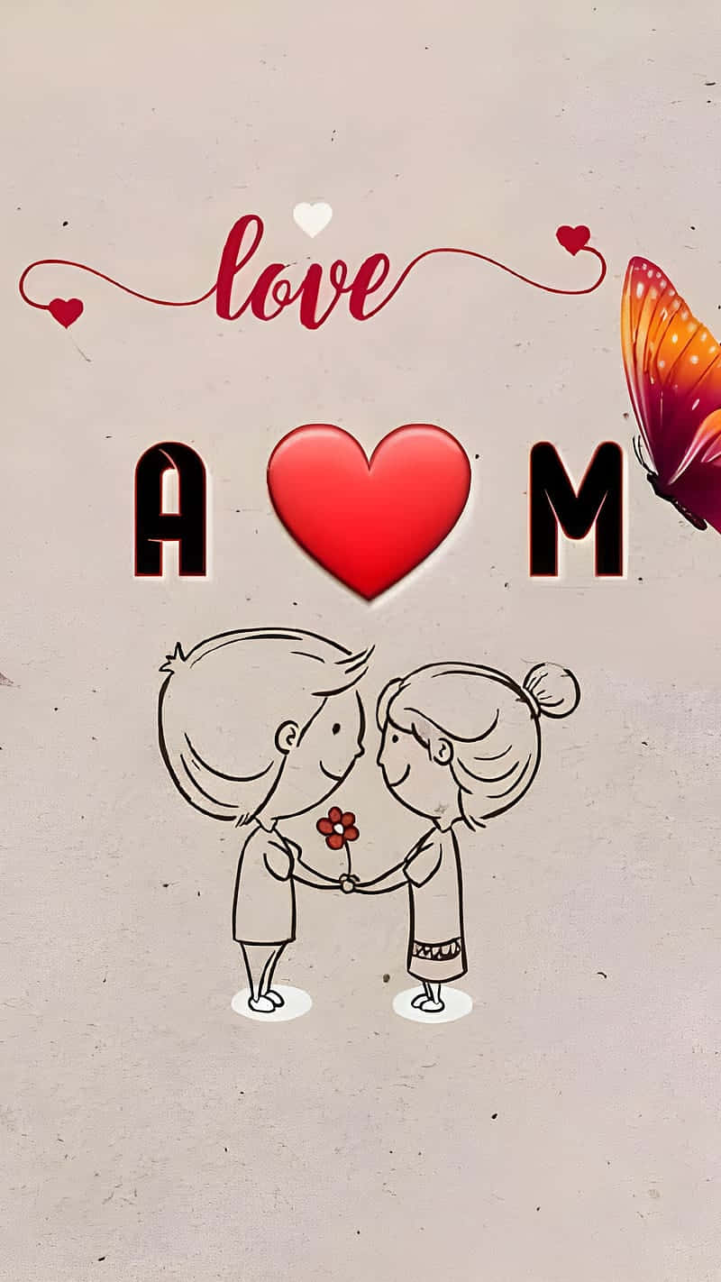 Love Initials Cartoon Couple Wallpaper