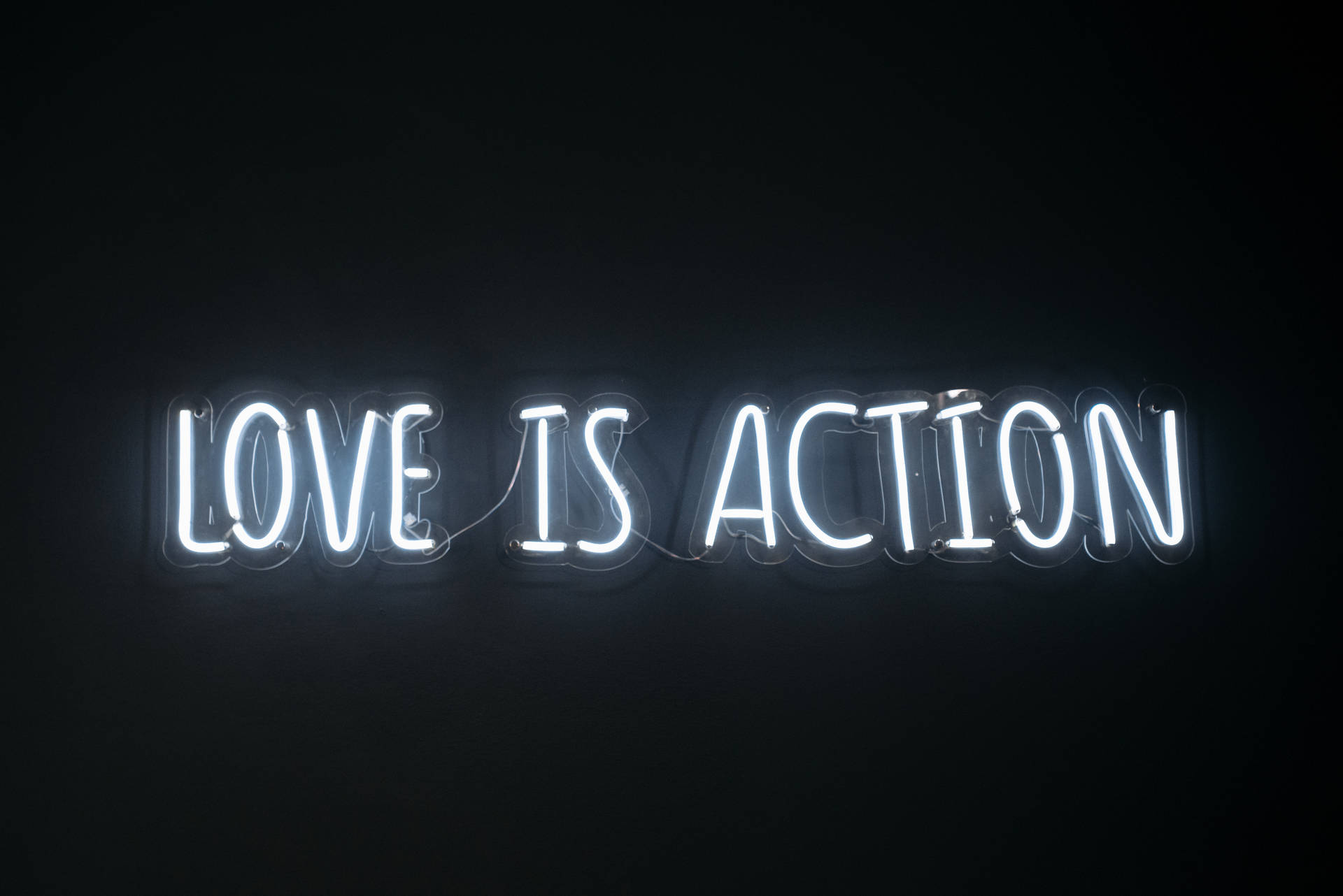 Love Is Action White Neon Aesthetic