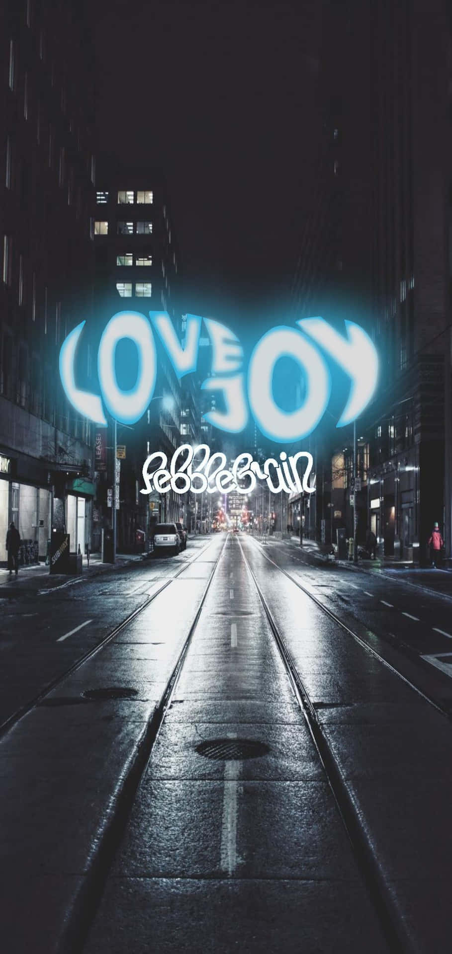 Love Joy Neon Blue Lettering