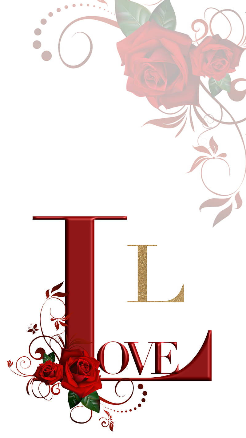Love Letter L With Rose Background