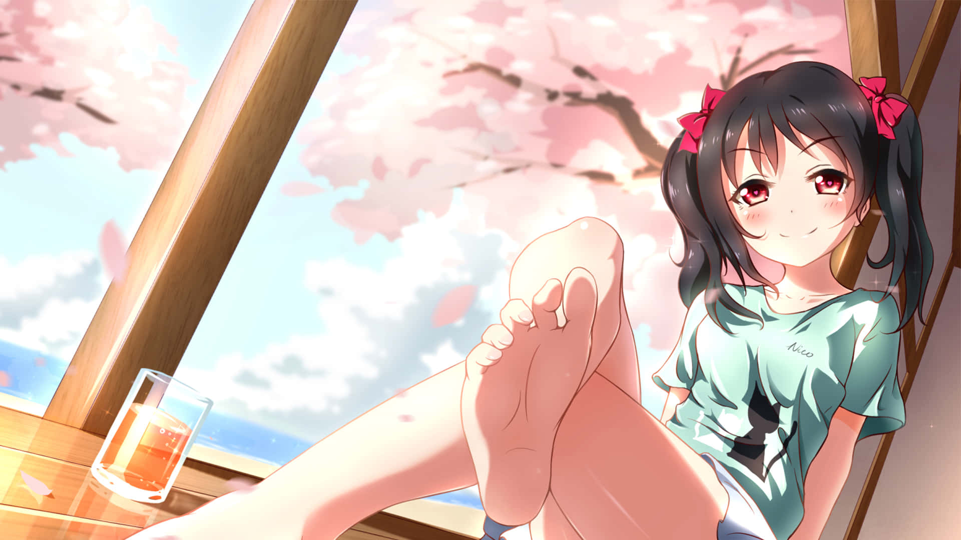 Love Live Nico Yazawa Anime Girl Feet Background