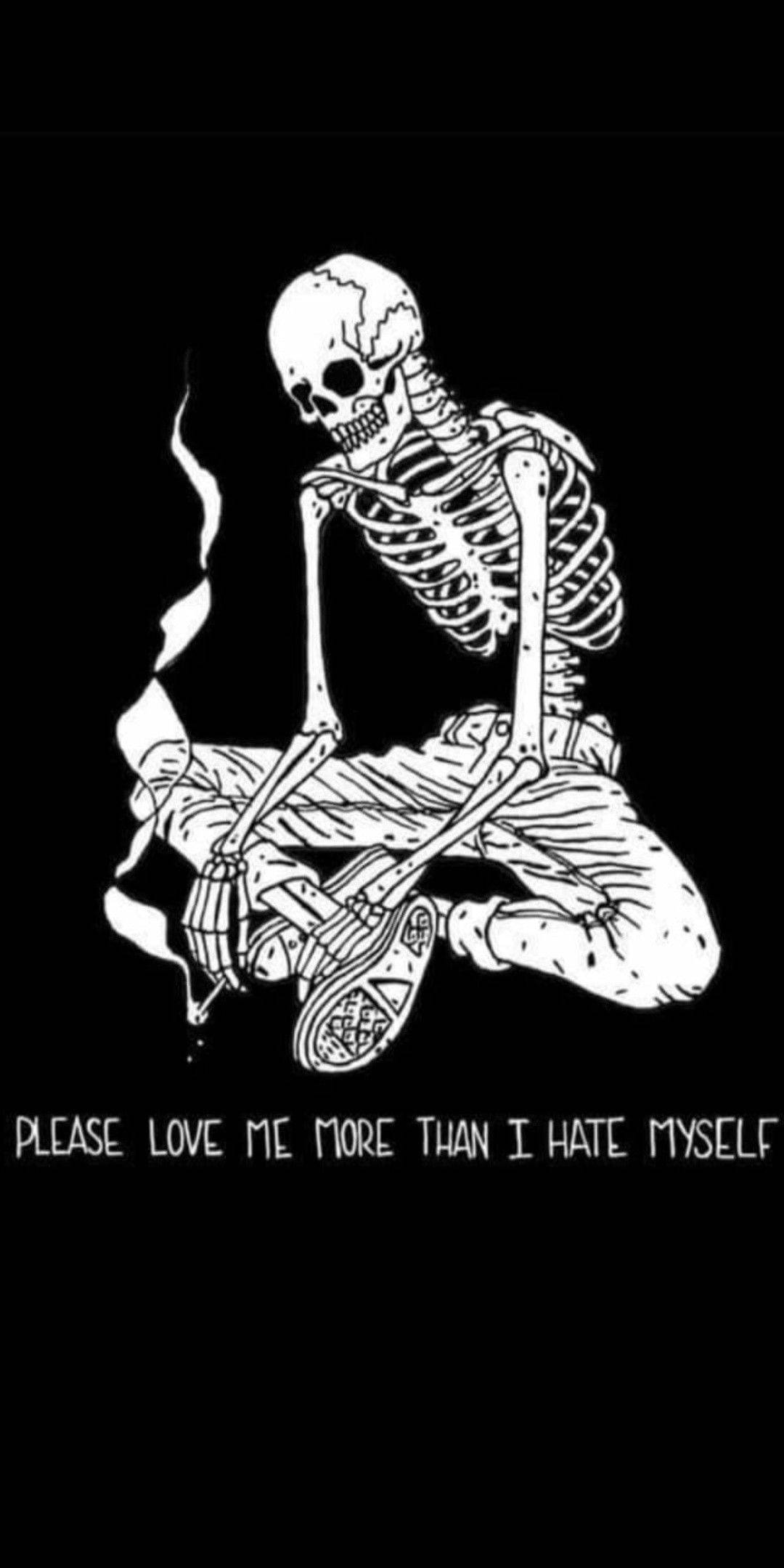 Love Me Quote Skeleton Aesthetic Background