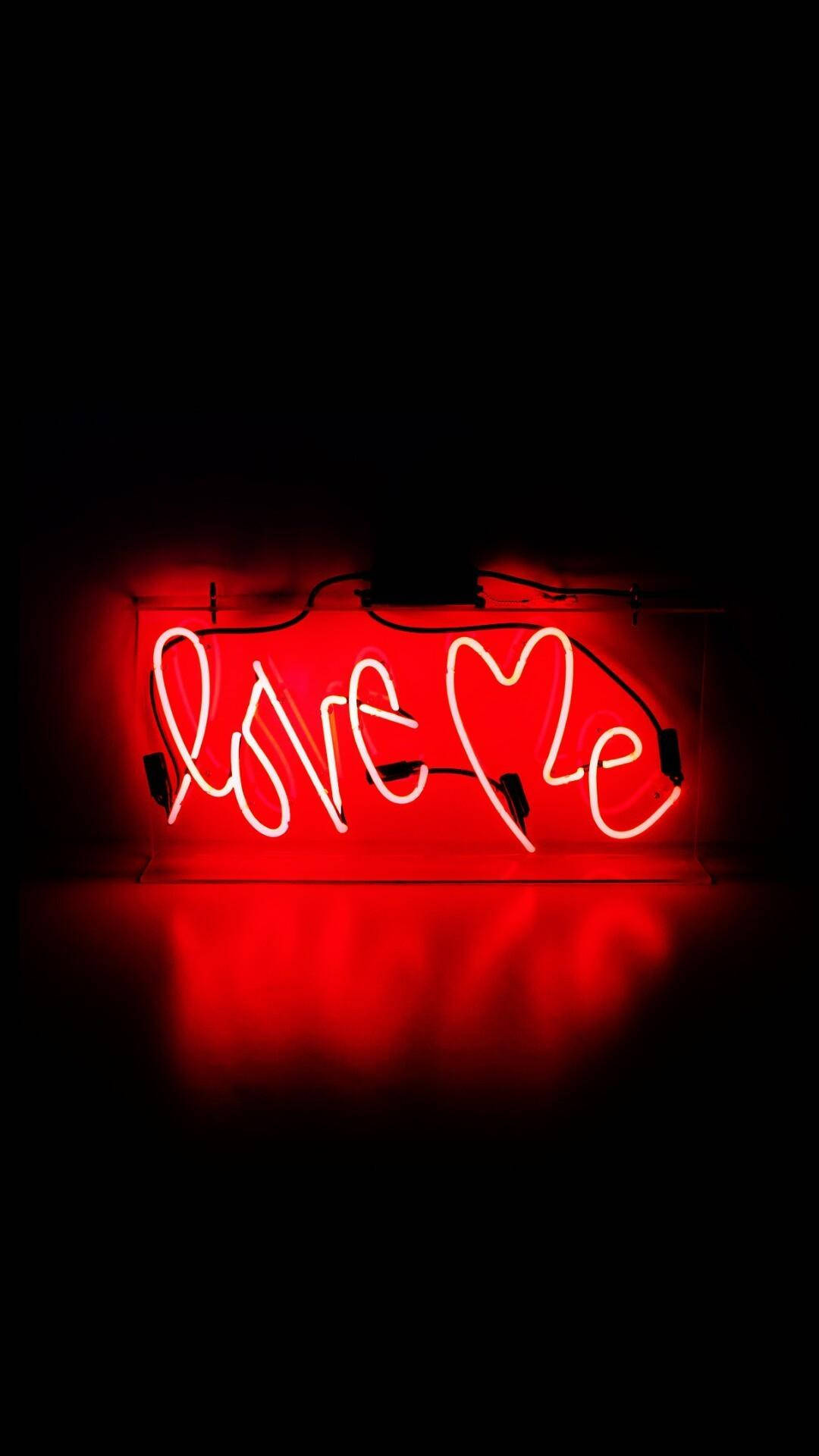 Love Me Vibrant Neon Red Iphone Background