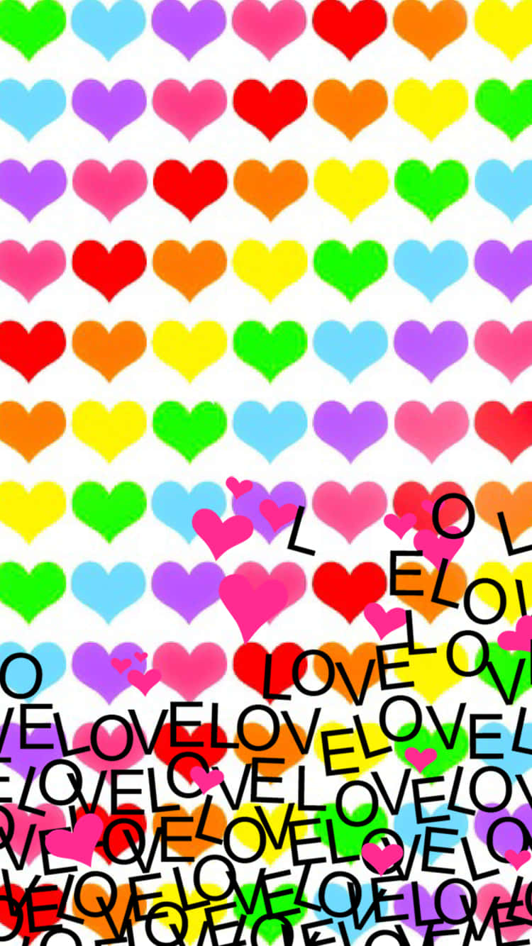 Love Rainbow Heart Pattern Background