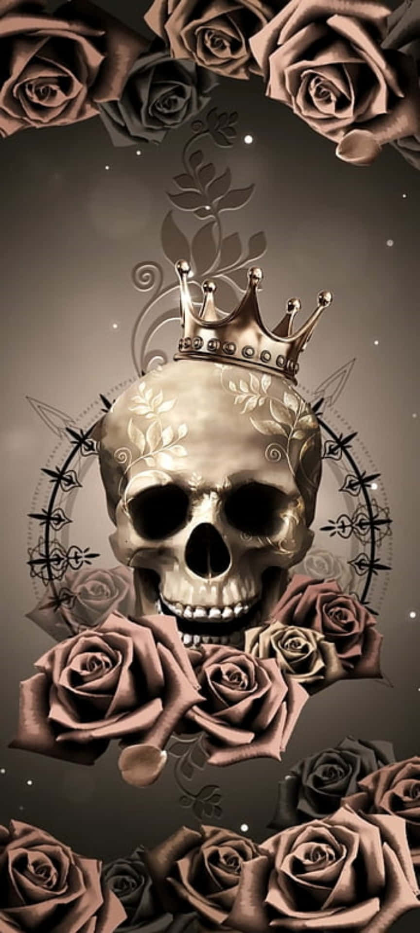 “love Skulls And Roses” Background