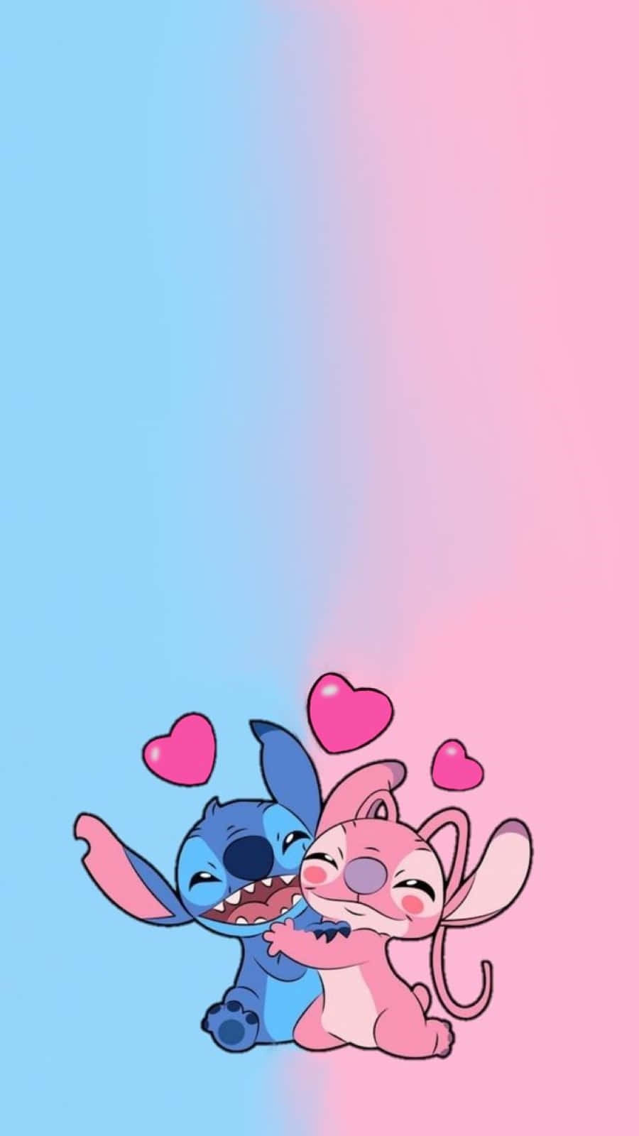 Love Stitch And Angel Embracing In A Tender Hug Background