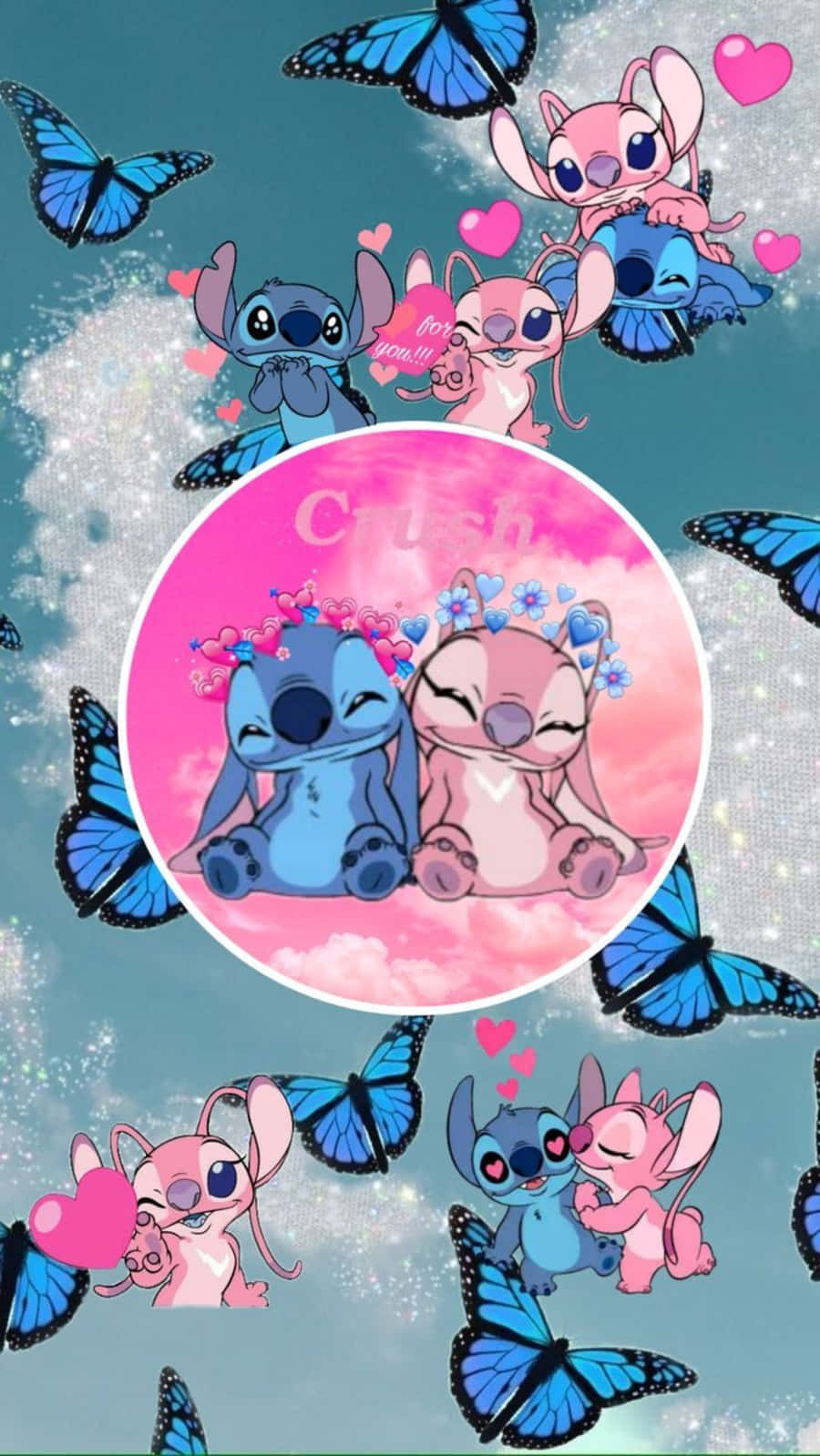 Love, Stitch, And Angel - The Adorable Duo Background