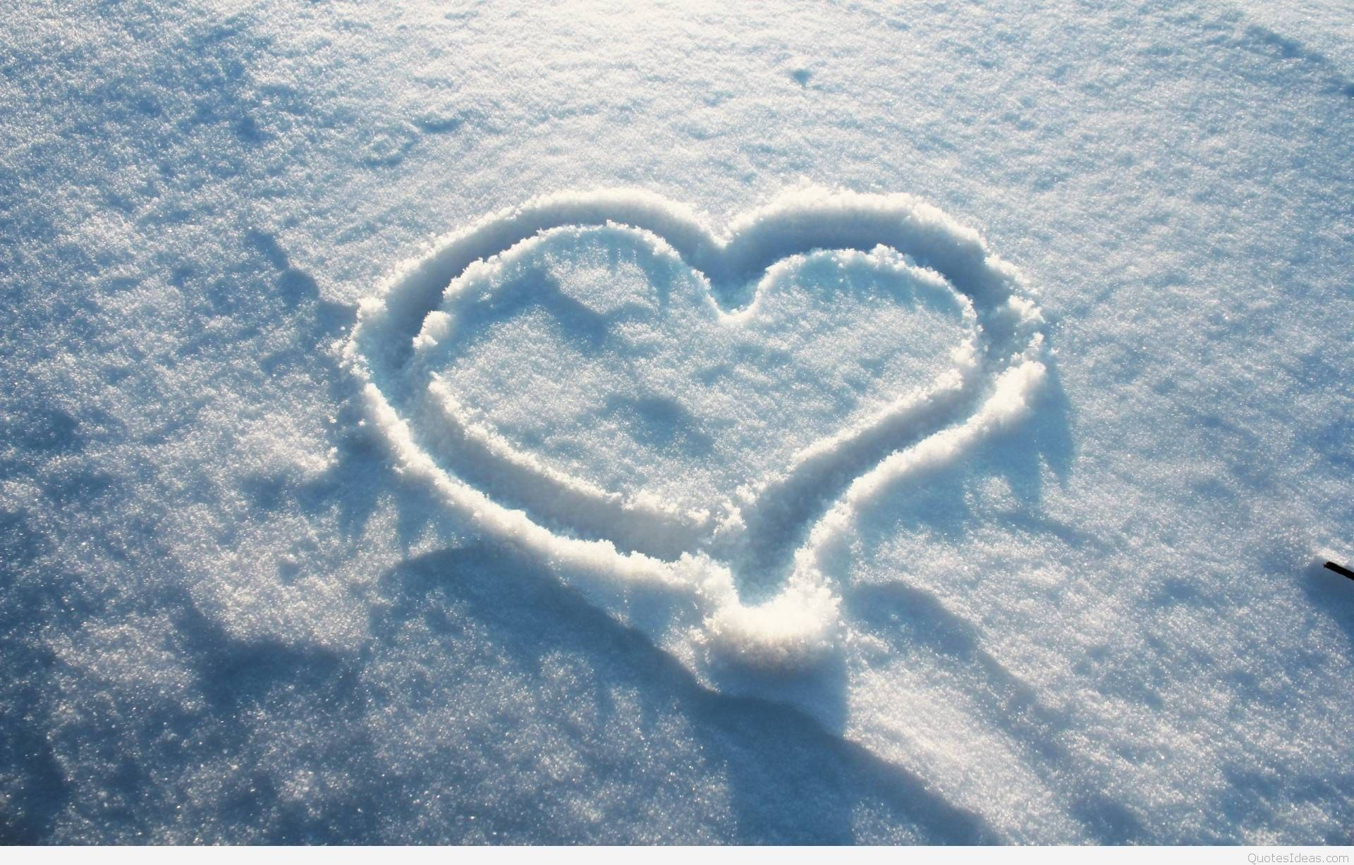 Love Story Message Professed On Snow Background