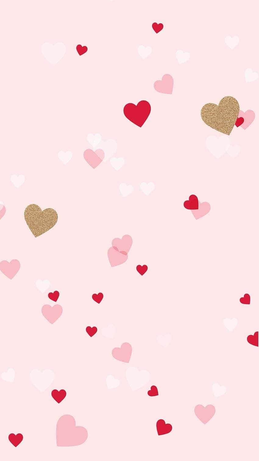 Lovecore Hearts Pattern Pink Background