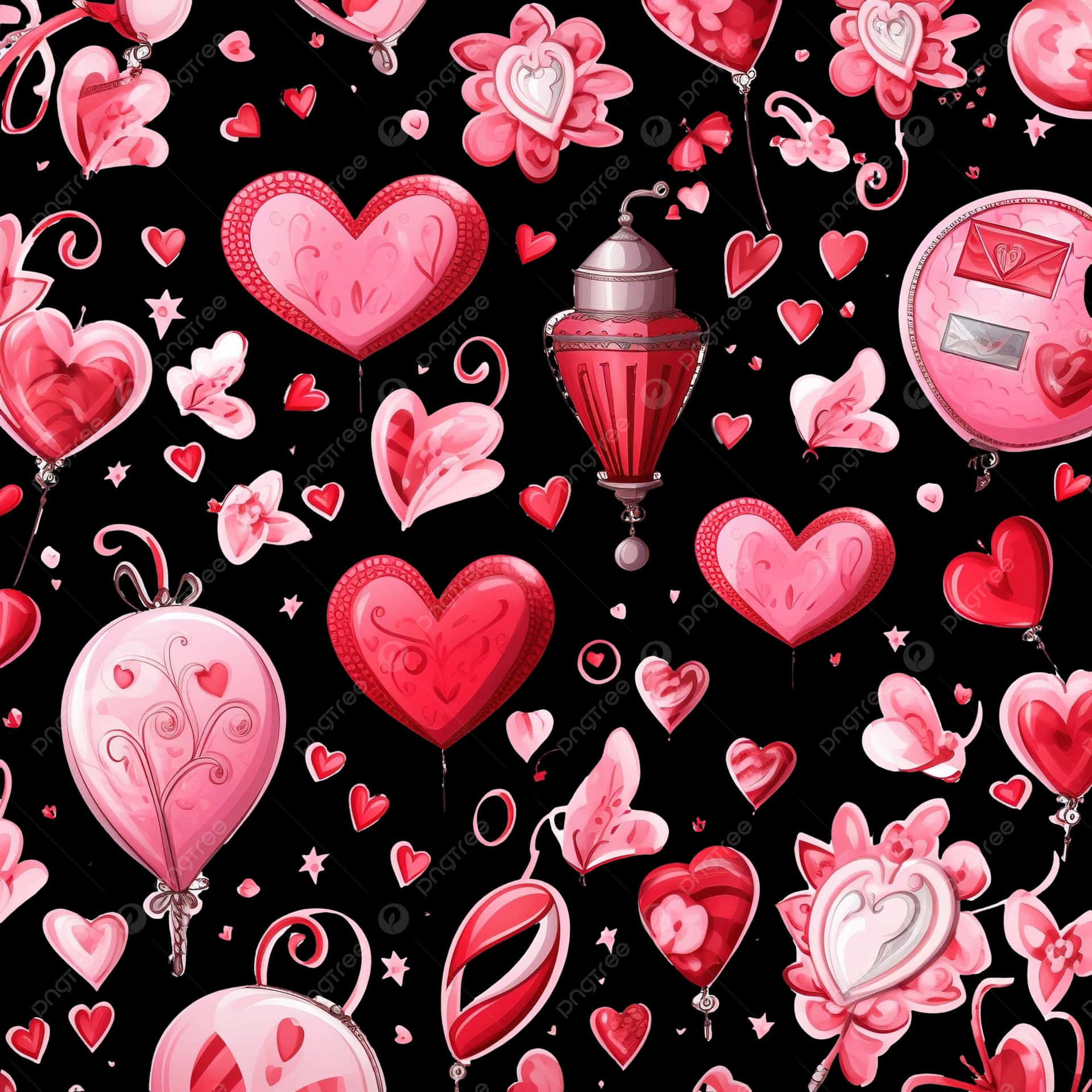 Lovecore Pattern Heartsand Valentine Elements Background