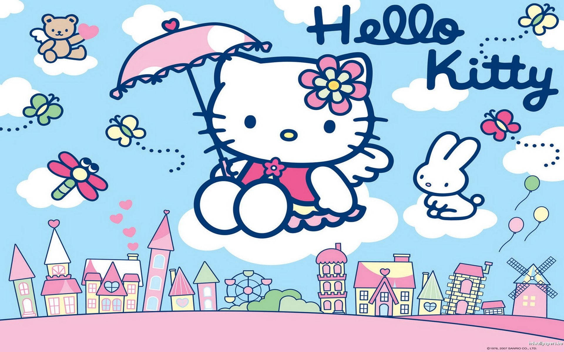 Lovely Blue Hello Kitty Background