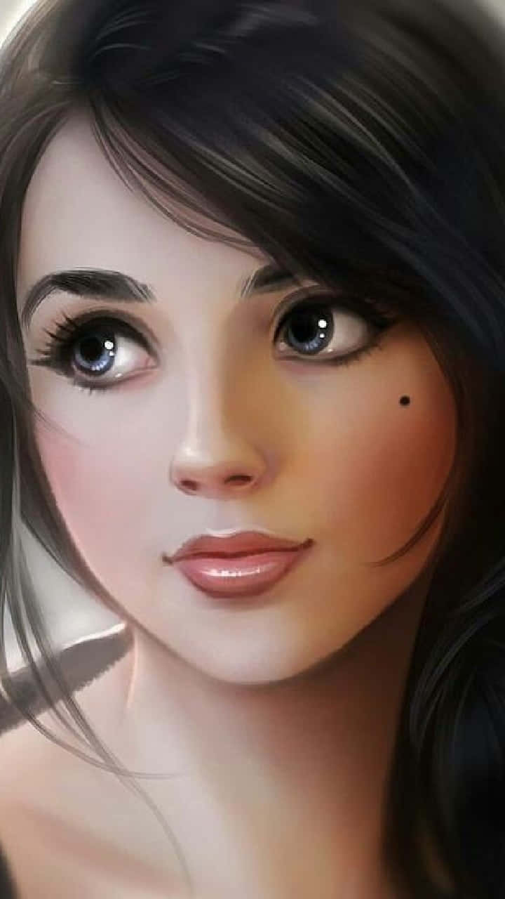 Lovely Cartoon Girl With A Big Smile Background