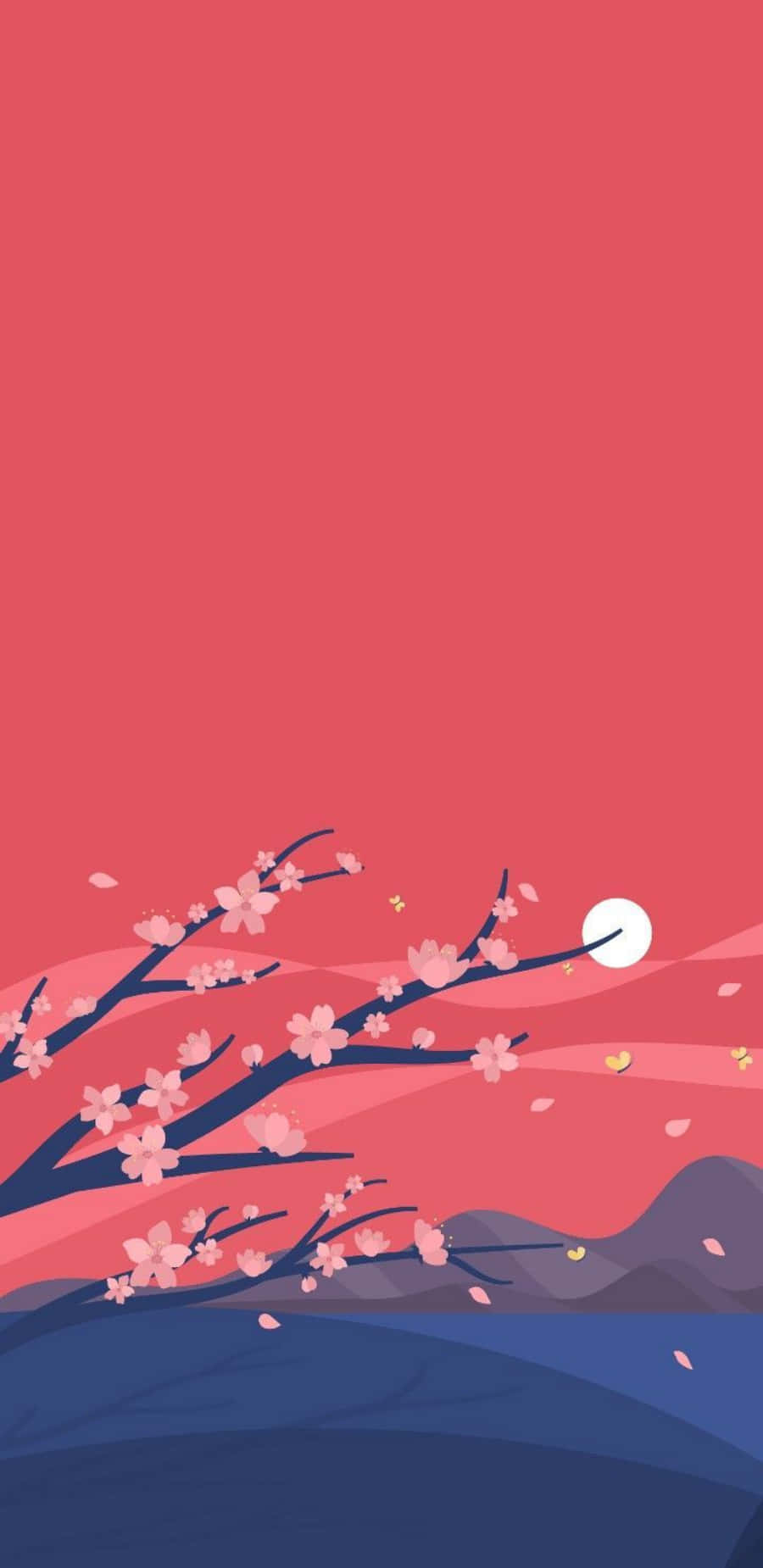 Lovely Cherry Blossoms Japanese Minimalist Background
