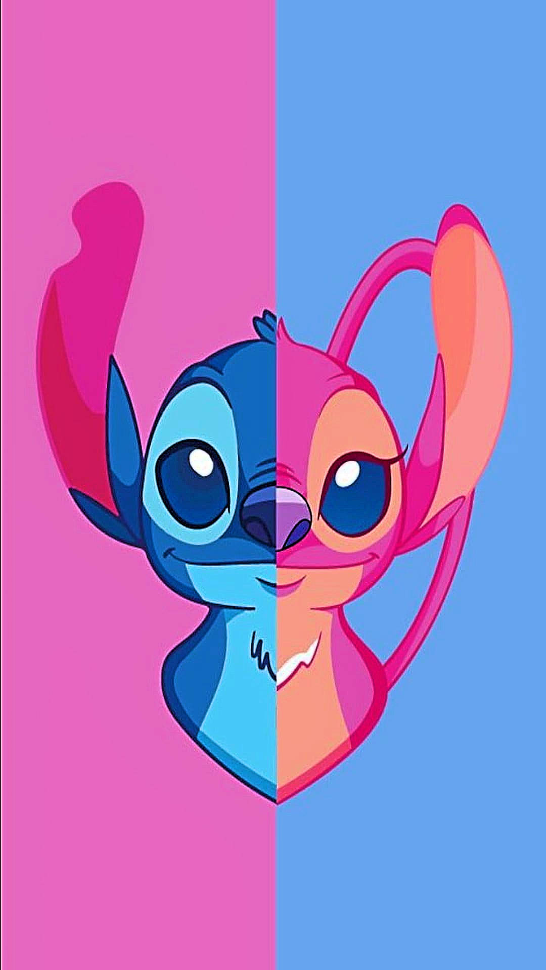 Lovely Couple Angel And Stitch Phone Background