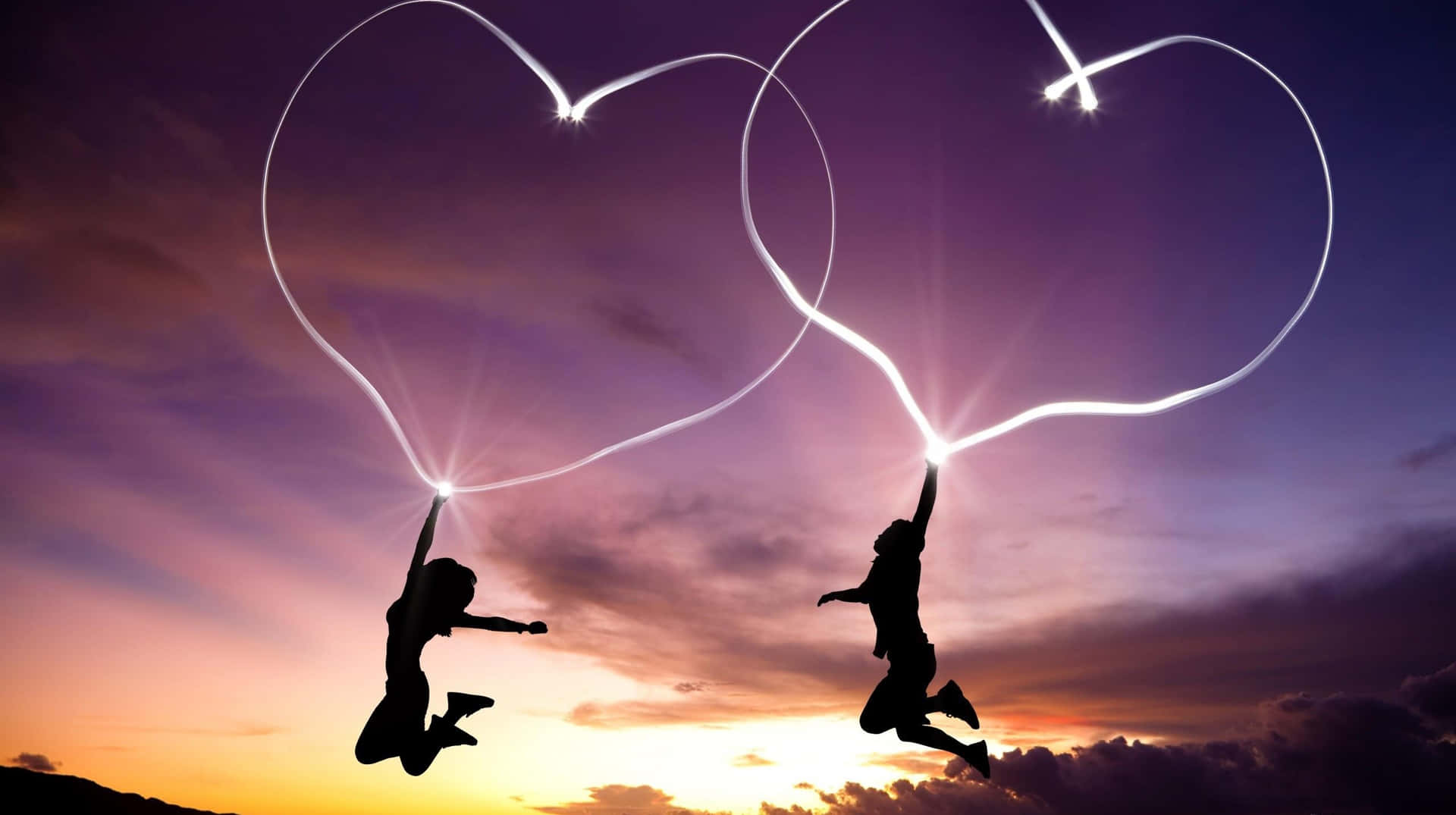 Lovely Couple Jumping [wallpaper] Background