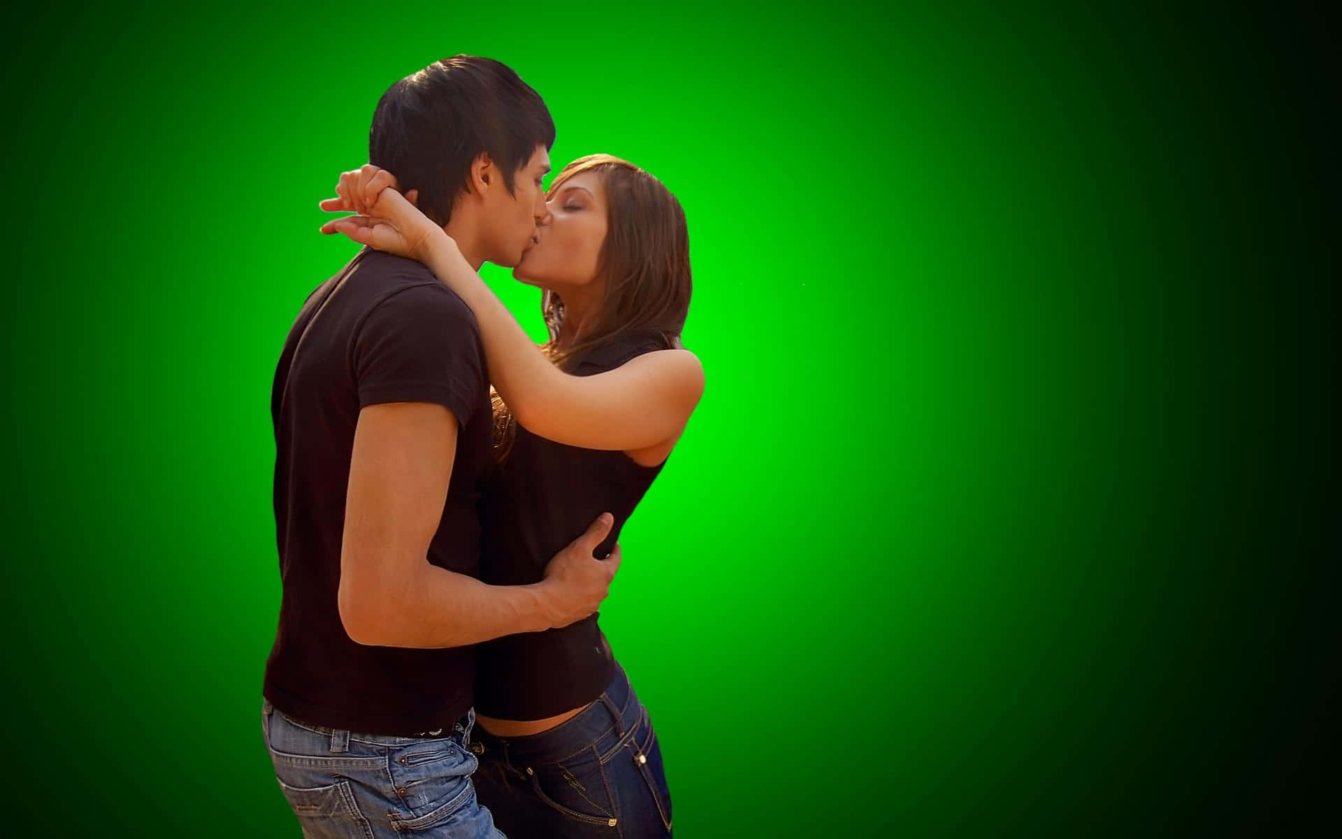 Lovely Couple Kissing Each Lips Background