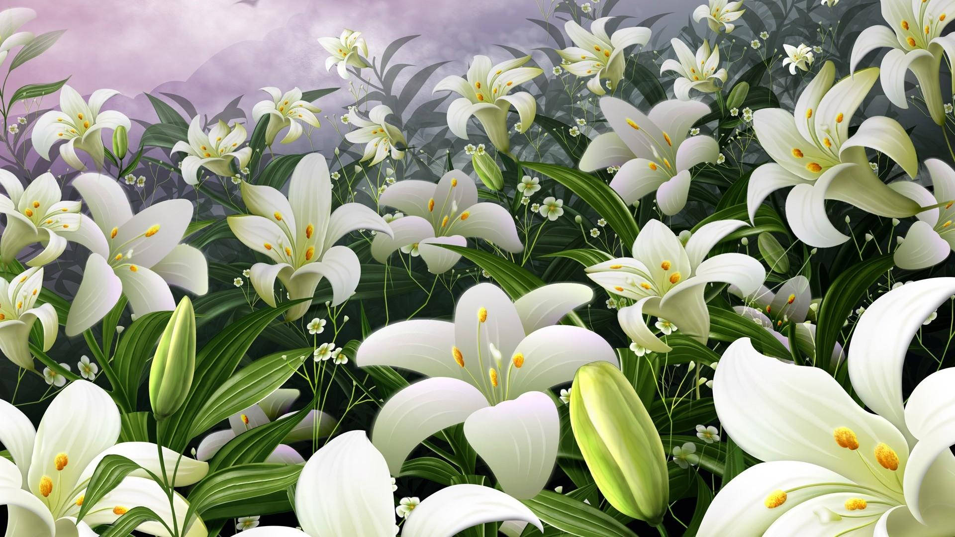 Lovely Easter White Lily Blooms Background