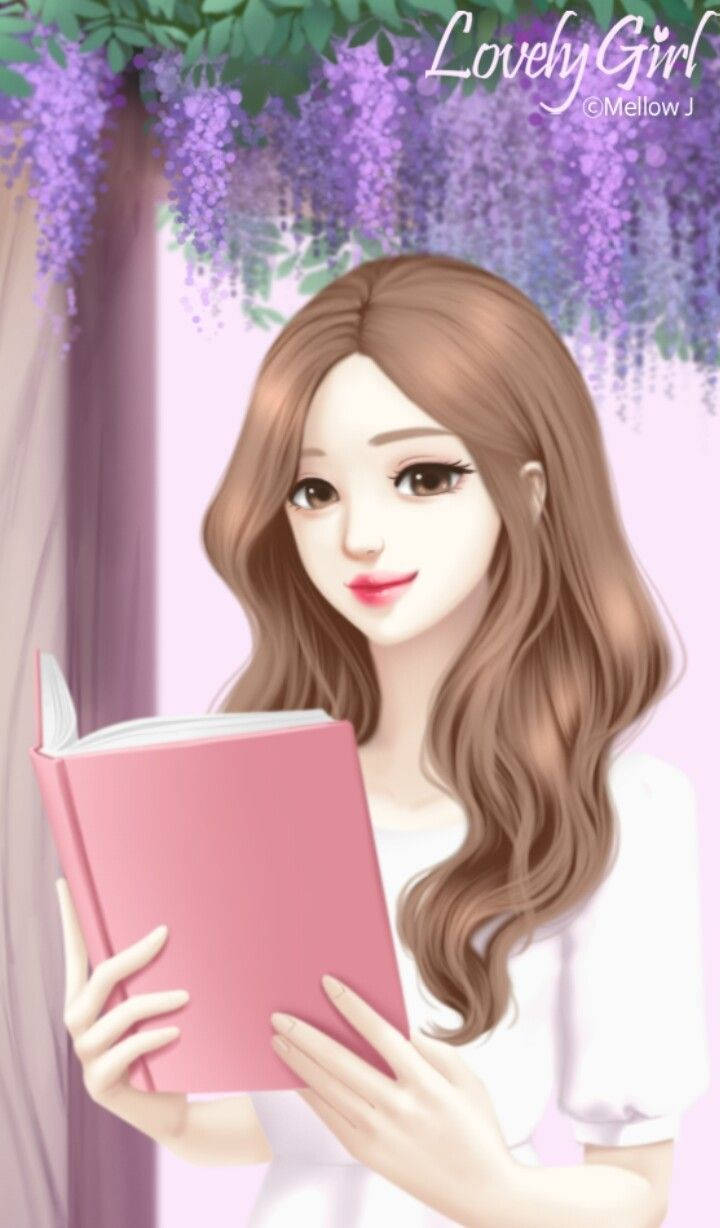 Lovely Girl Holding A Book Background