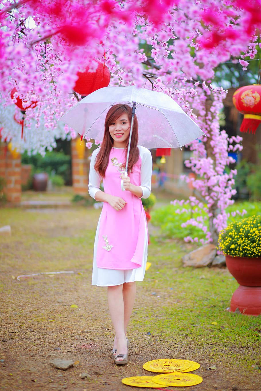 Lovely Girl Under An Umbrella