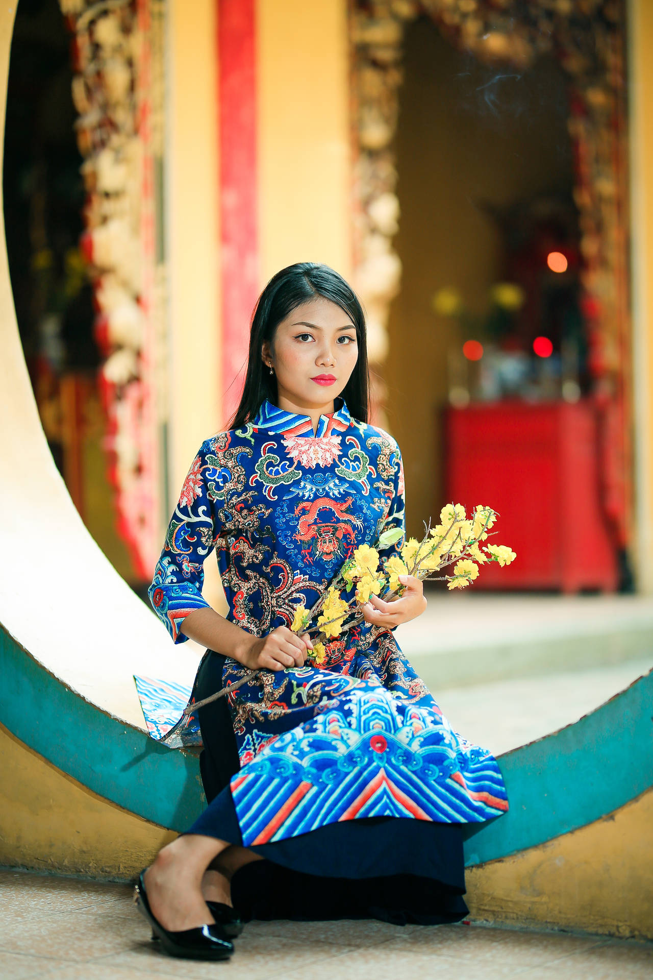 Lovely Girl Wearing A Traditional Dress