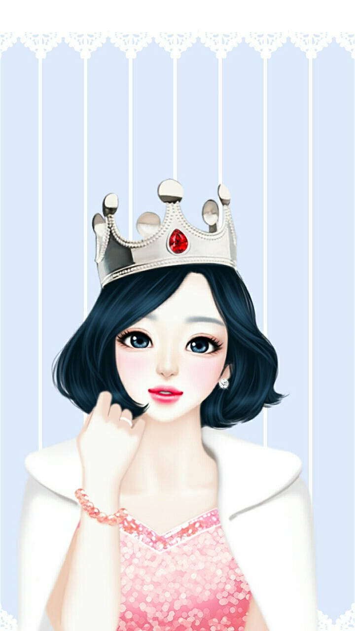 Lovely Girl With Silver Crown Art Background