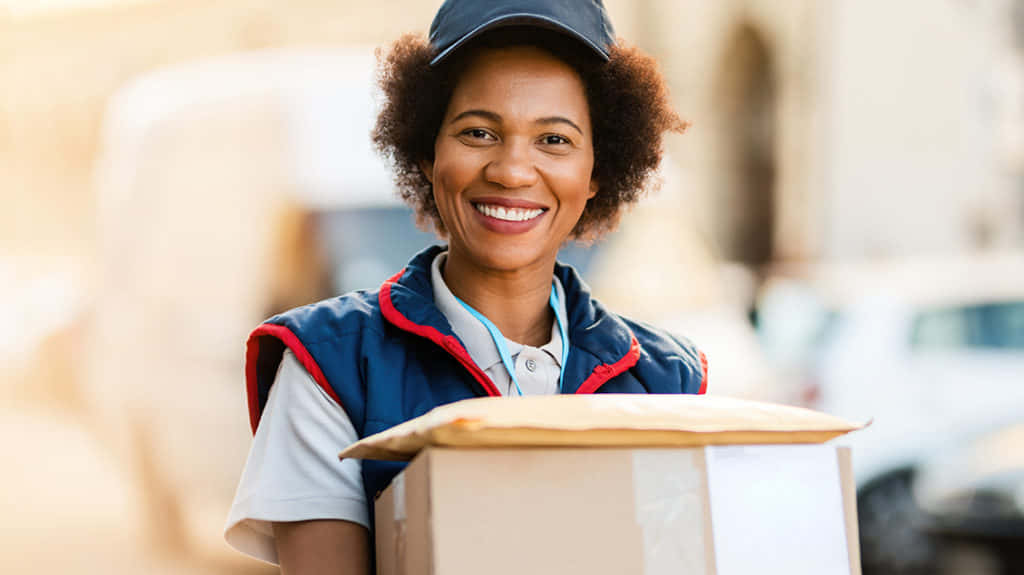 Lovely Lady Carrying Package Background