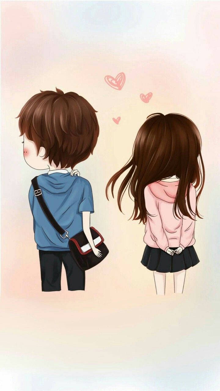 Lovely Picture Of Cute Couple Drawing Background