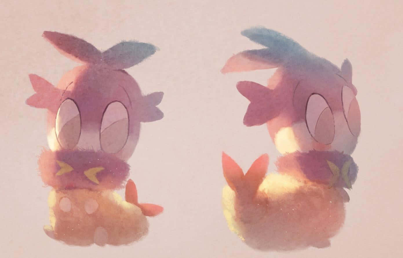 Lovely Pokémon Blipbug In Pink Background
