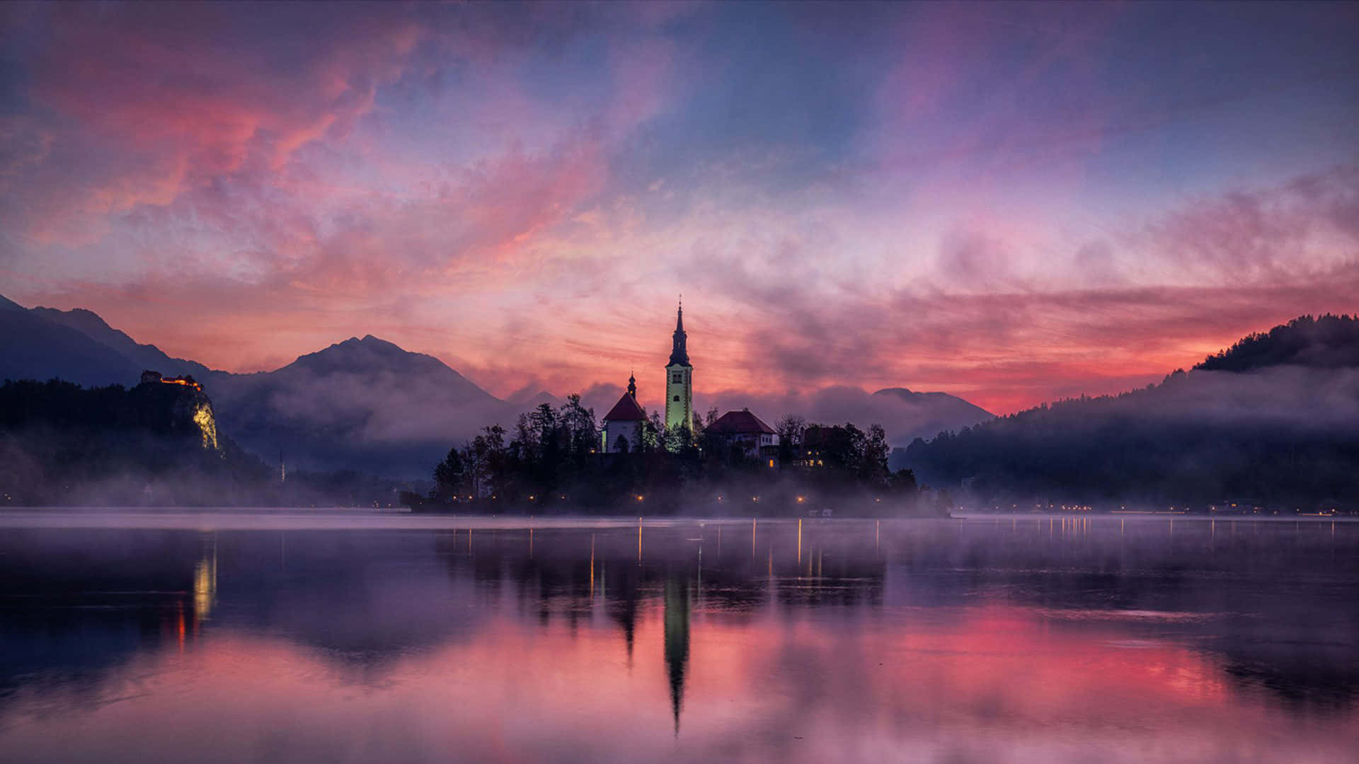 Lovely Purple Sky Above Lake Bled
