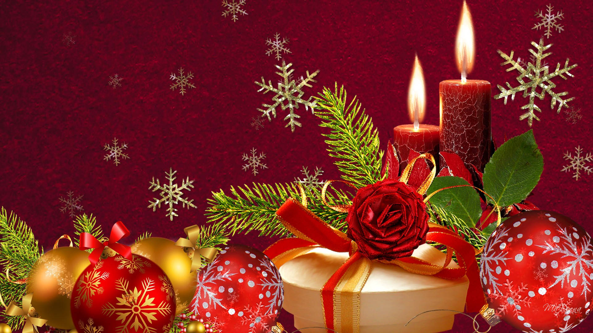 Lovely Red Christmas Background Background