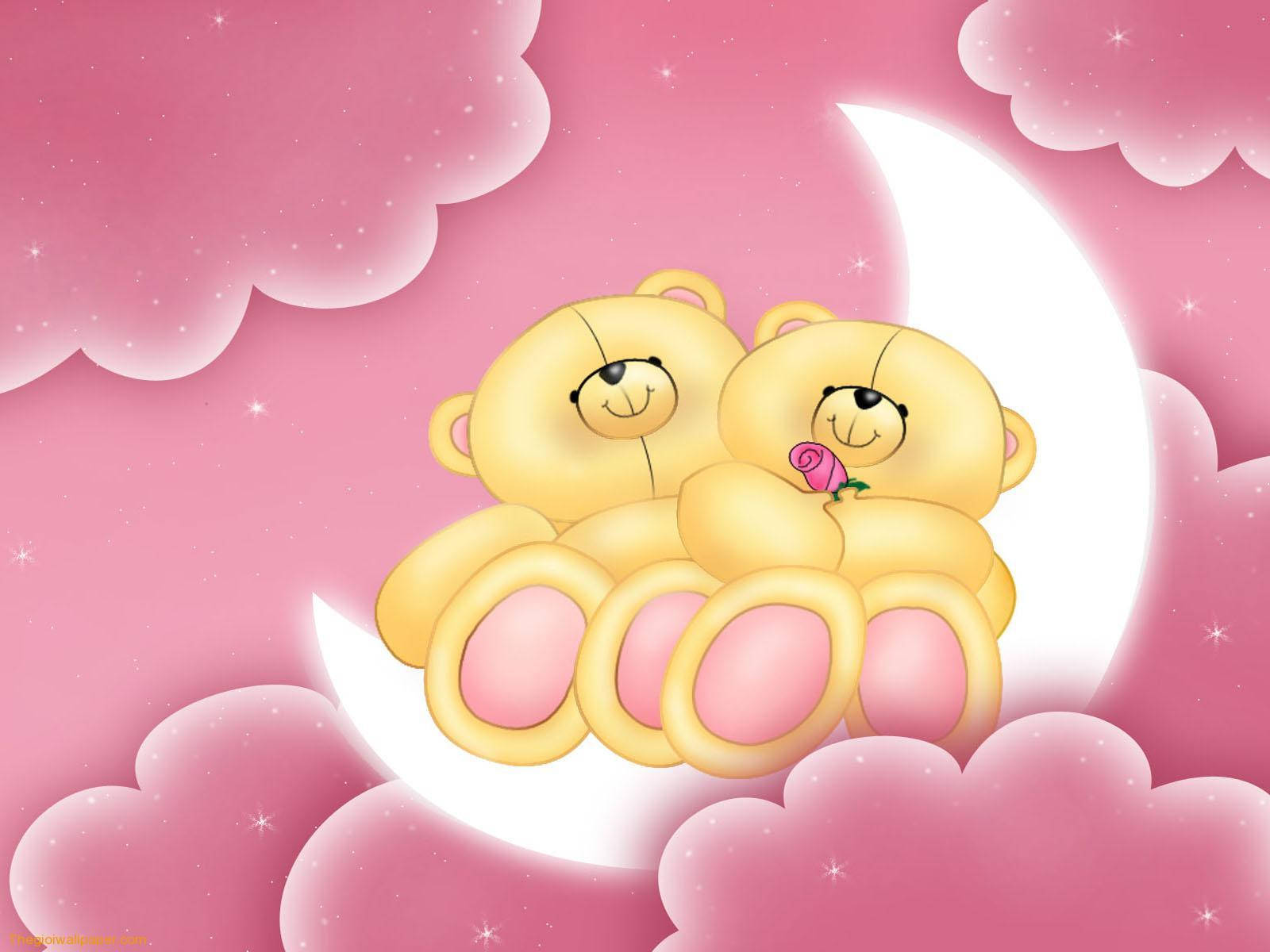 Lover Bears Moon Cute Desktop Background