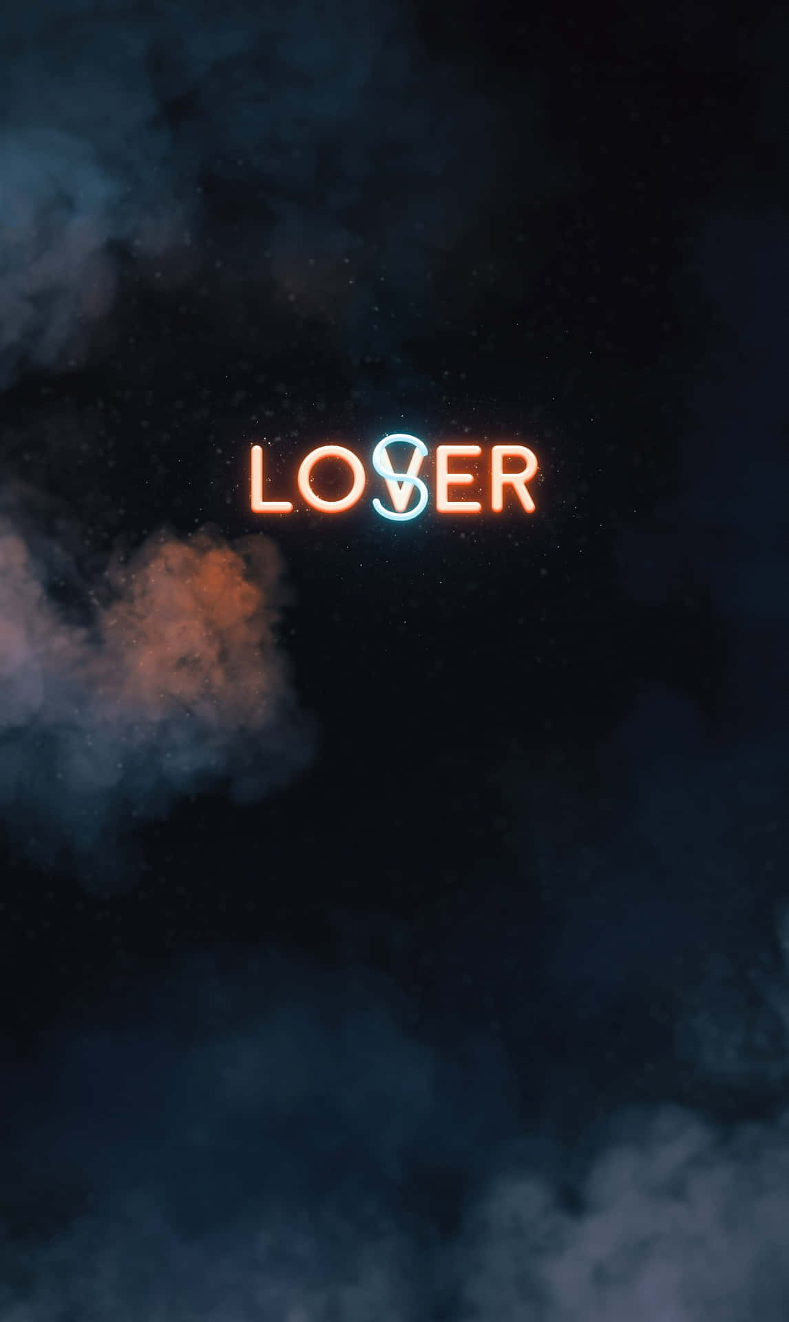 Lover Loser In Orange And Blue Background